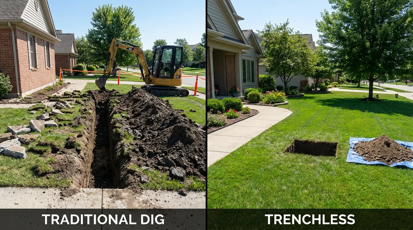 Trenchless sewer repair with minimal yard damage versus traditional excavation in Ely, NV